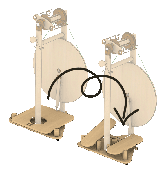 Lojan spinning wheel double treadle single treadle conversion kit