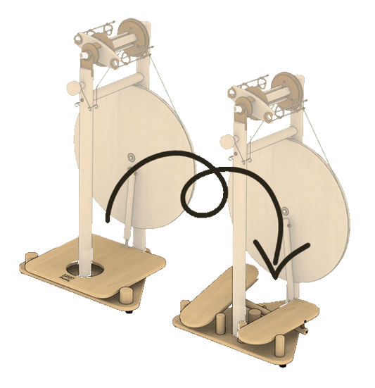 Lojan spinning wheel double treadle single treadle conversion kit