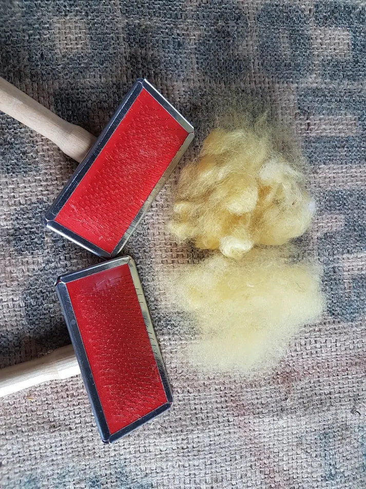 small hand held wool blending brushes