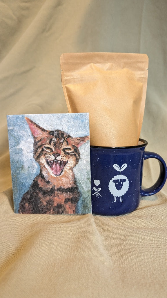 Cat Grass Gift Set with Seed Paper Greeting Card