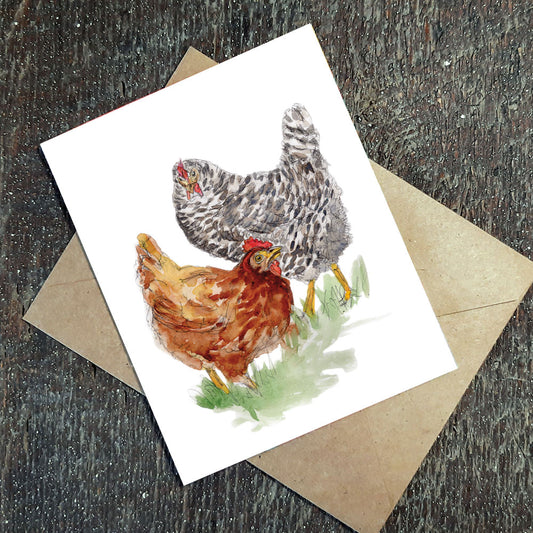 Wildflower Seed Greeting Card - Barred Rock and Laying hens