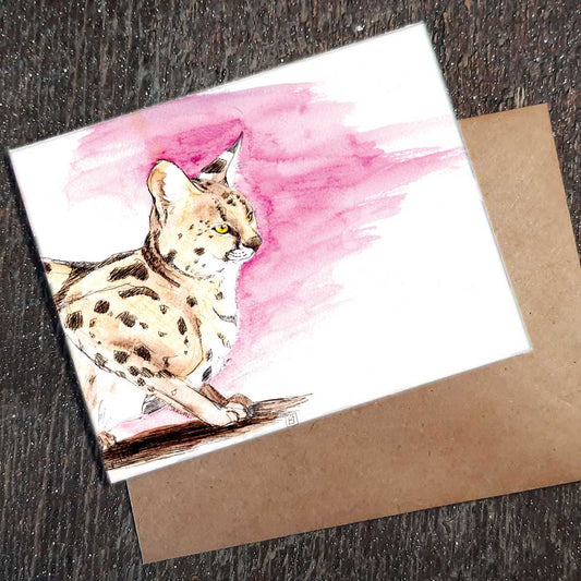 Wildflower Seed Greeting Card - Serval Cat
