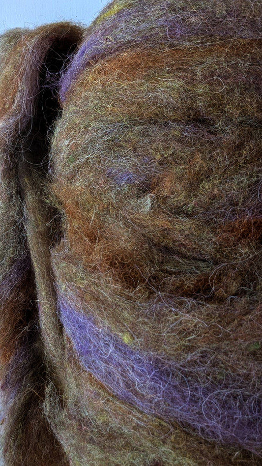 Raw Geode - Brown, Purple Roving