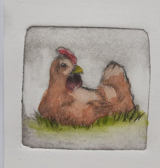 Intaglio Print - Sitting Chicken