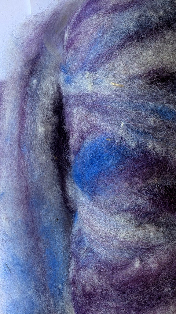 Amethyst - White, Grey,Blue. Purple Roving